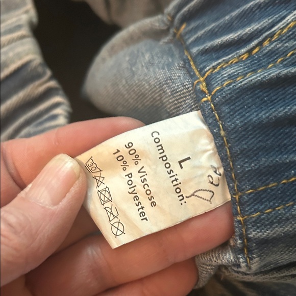 Womens Cargo distressed jeans light blue drawstring size large - Picture 6 of 9